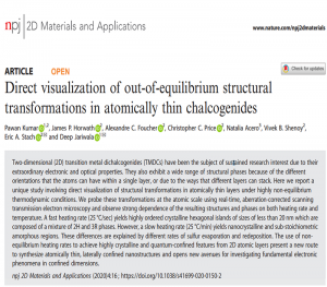 Direct visualization of out-of-equilibrium structural
transformations in atomically thin chalcogenides.